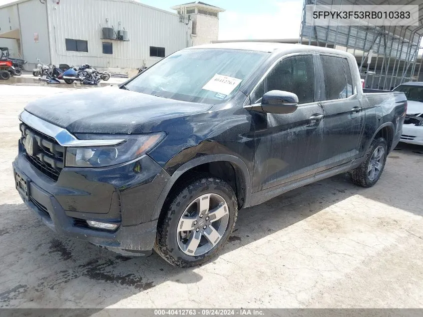 2024 Honda Ridgeline Rtl VIN: 5FPYK3F53RB010383 Lot: 40412763