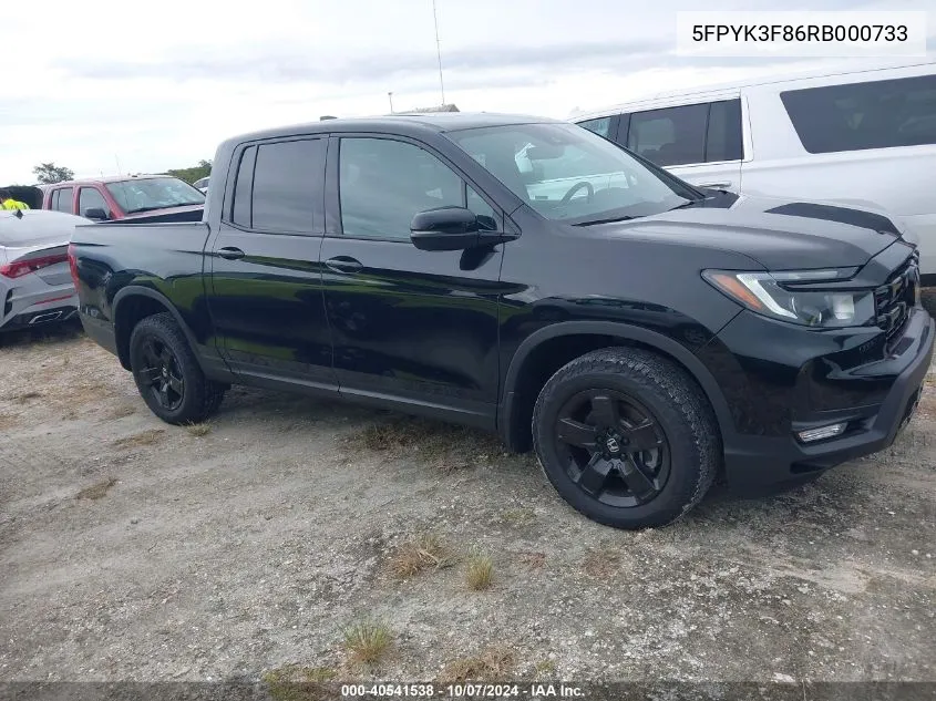 2024 Honda Ridgeline Black Edition VIN: 5FPYK3F86RB000733 Lot: 40541538