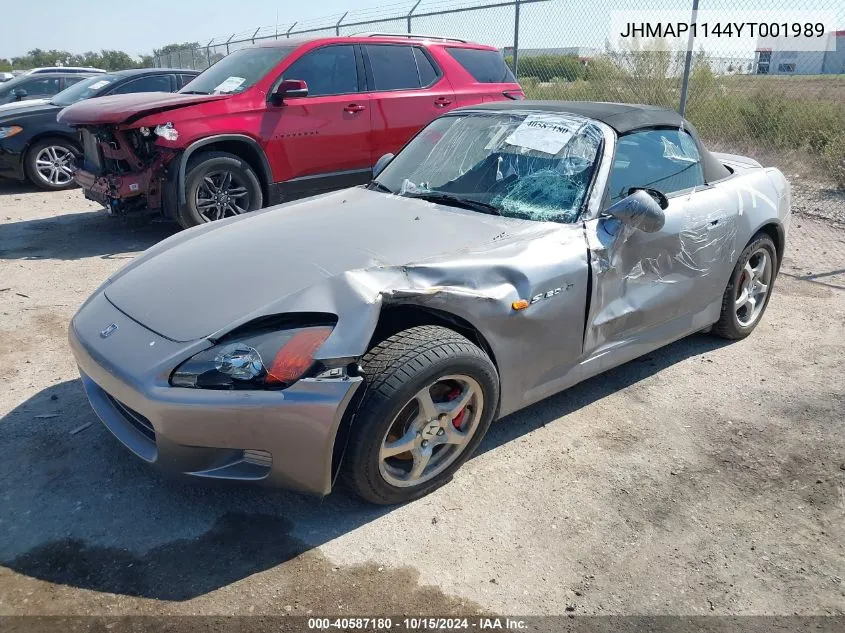 2000 Honda S2000 VIN: JHMAP1144YT001989 Lot: 40587180