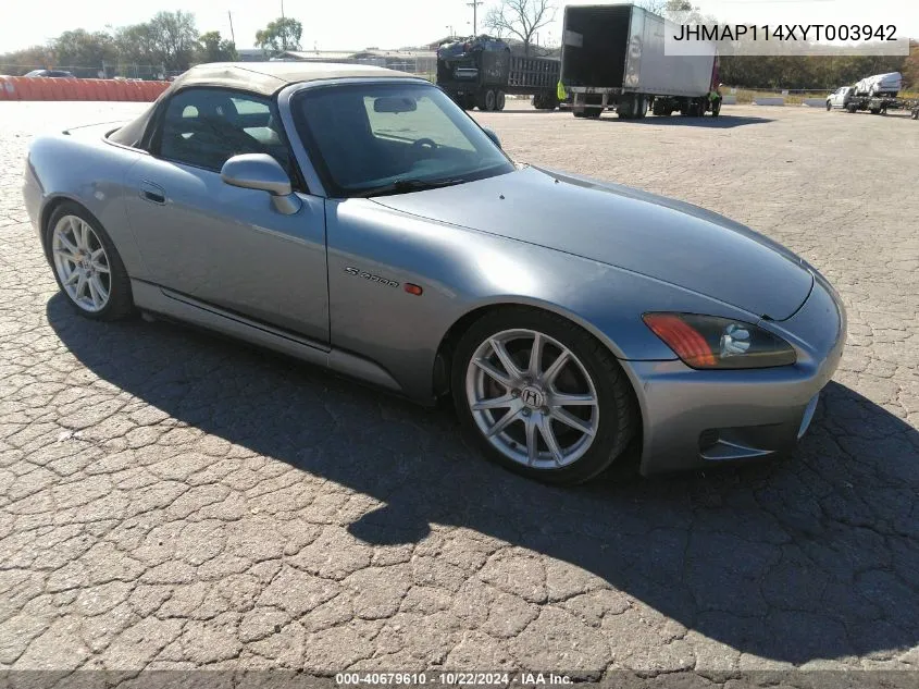 2000 Honda S2000 VIN: JHMAP114XYT003942 Lot: 40679610