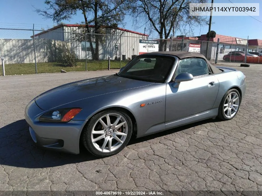 2000 Honda S2000 VIN: JHMAP114XYT003942 Lot: 40679610