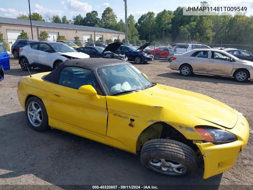 2001 Honda S2000 VIN: JHMAP11481T009549 Lot: 40320807