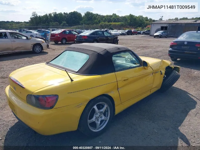 2001 Honda S2000 VIN: JHMAP11481T009549 Lot: 40320807