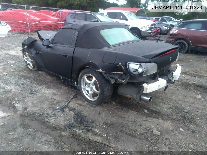 2001 Honda S2000 VIN: JHMAP11441T001223 Lot: 40479623