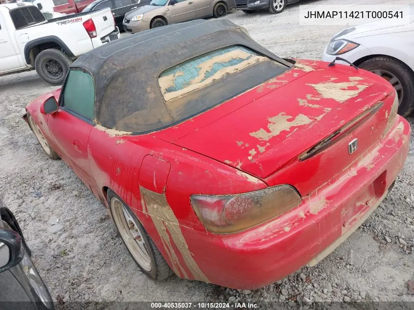 2001 Honda S2000 VIN: JHMAP11421T000541 Lot: 40535037