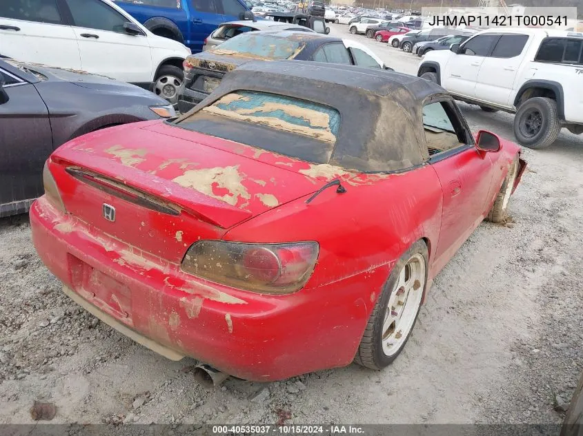 2001 Honda S2000 VIN: JHMAP11421T000541 Lot: 40535037