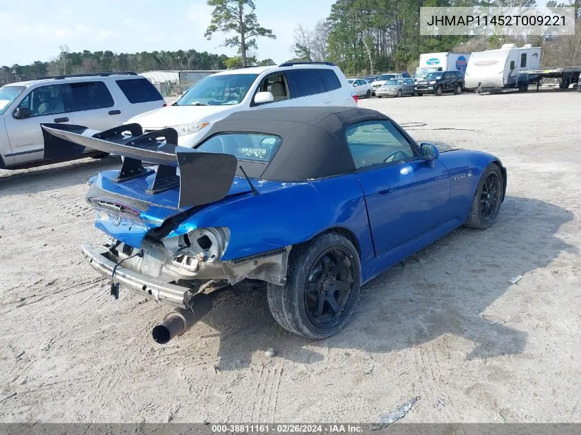 2002 Honda S2000 VIN: JHMAP11452T009221 Lot: 38811161