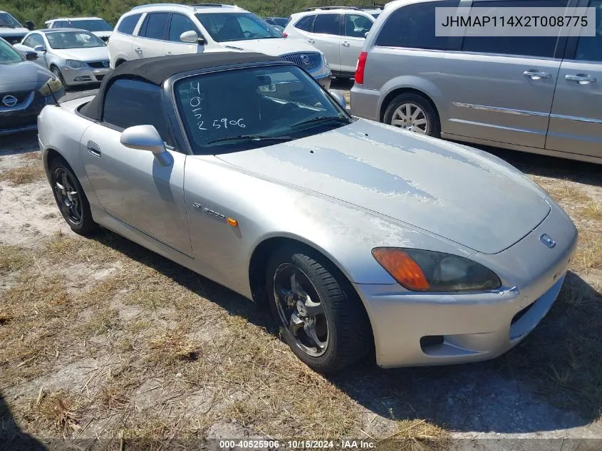 2002 Honda S2000 VIN: JHMAP114X2T008775 Lot: 40525906