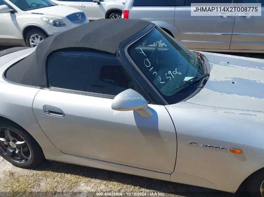 2002 Honda S2000 VIN: JHMAP114X2T008775 Lot: 40525906