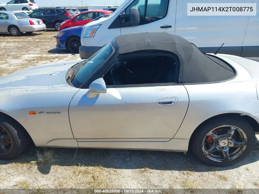 2002 Honda S2000 VIN: JHMAP114X2T008775 Lot: 40525906