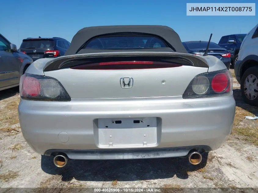 2002 Honda S2000 VIN: JHMAP114X2T008775 Lot: 40525906