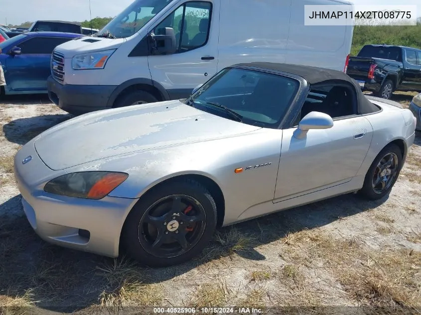 2002 Honda S2000 VIN: JHMAP114X2T008775 Lot: 40525906