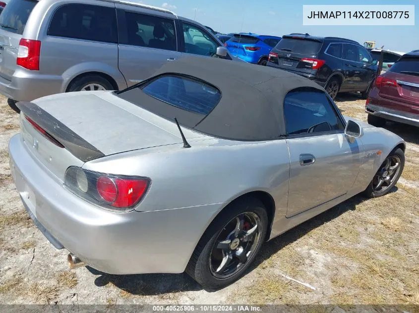 2002 Honda S2000 VIN: JHMAP114X2T008775 Lot: 40525906