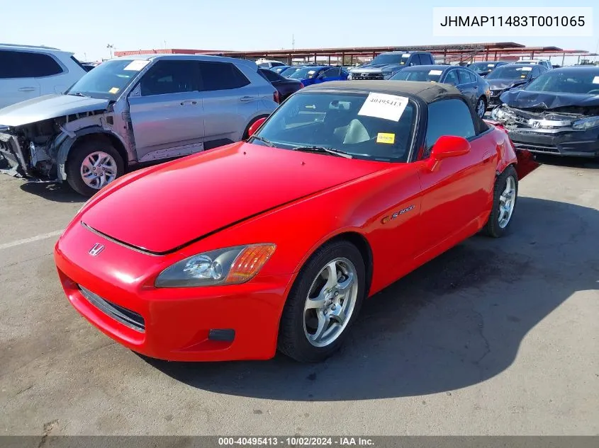 2003 Honda S2000 VIN: JHMAP11483T001065 Lot: 40495413