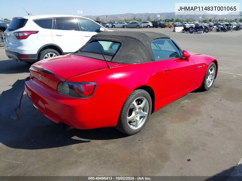 2003 Honda S2000 VIN: JHMAP11483T001065 Lot: 40495413