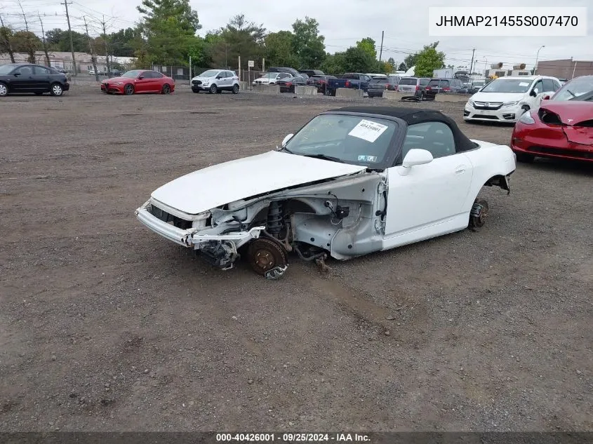 2005 Honda S2000 VIN: JHMAP21455S007470 Lot: 40426001