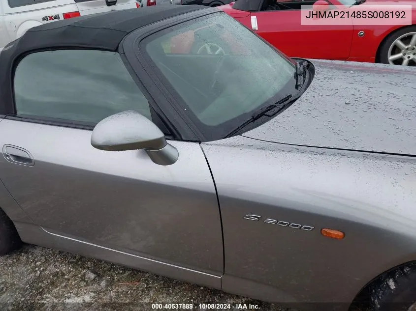 2005 Honda S2000 VIN: JHMAP21485S008192 Lot: 40537889