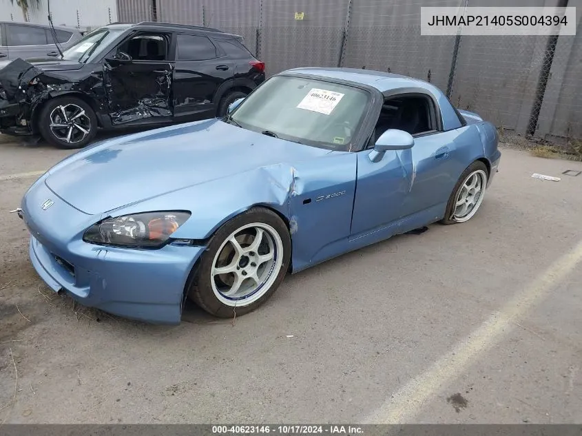 2005 Honda S2000 VIN: JHMAP21405S004394 Lot: 40623146