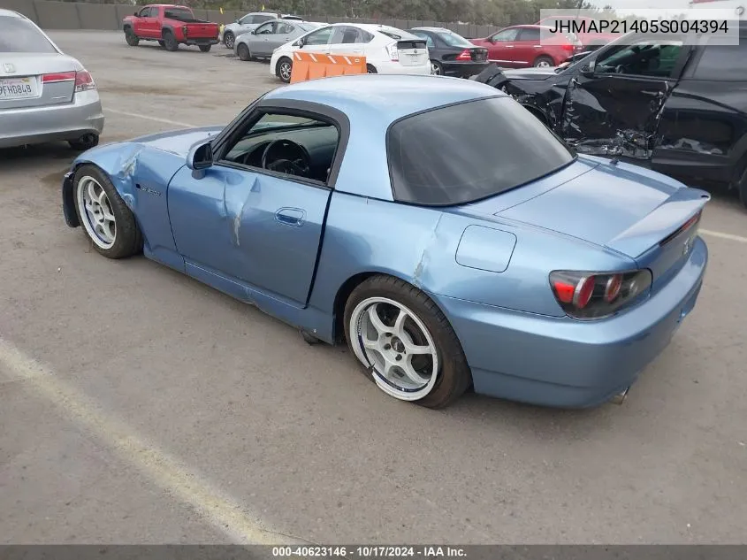 2005 Honda S2000 VIN: JHMAP21405S004394 Lot: 40623146