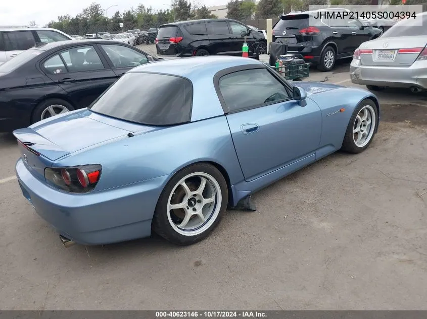 2005 Honda S2000 VIN: JHMAP21405S004394 Lot: 40623146