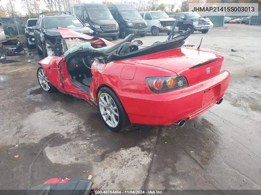 2005 Honda S2000 VIN: JHMAP21415S003013 Lot: 40784454