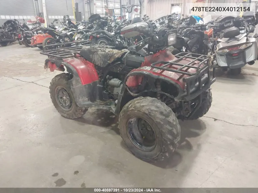 1999 Honda Trx450 Es VIN: 478TE2240X4012154 Lot: 40597391