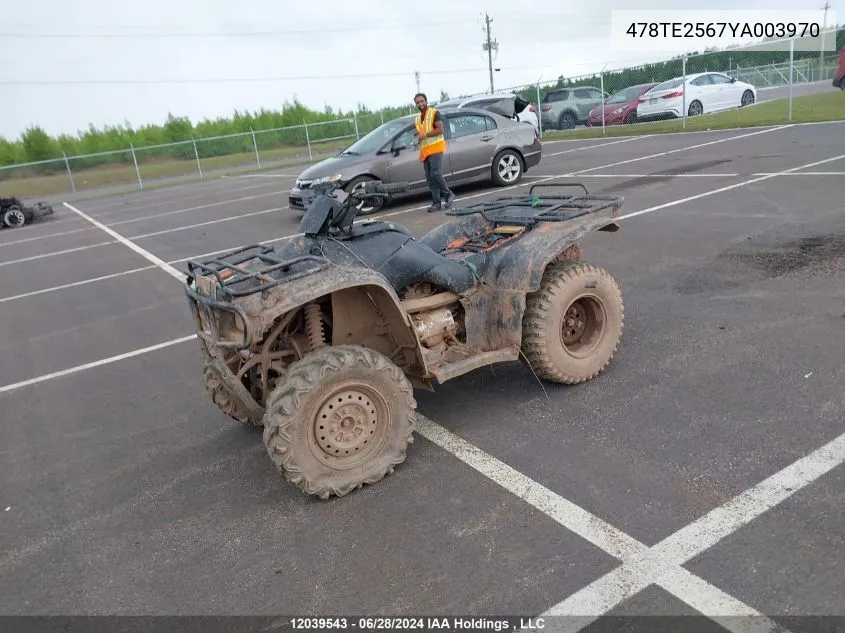 2000 Honda Trx350 Fe VIN: 478TE2567YA003970 Lot: 12039543