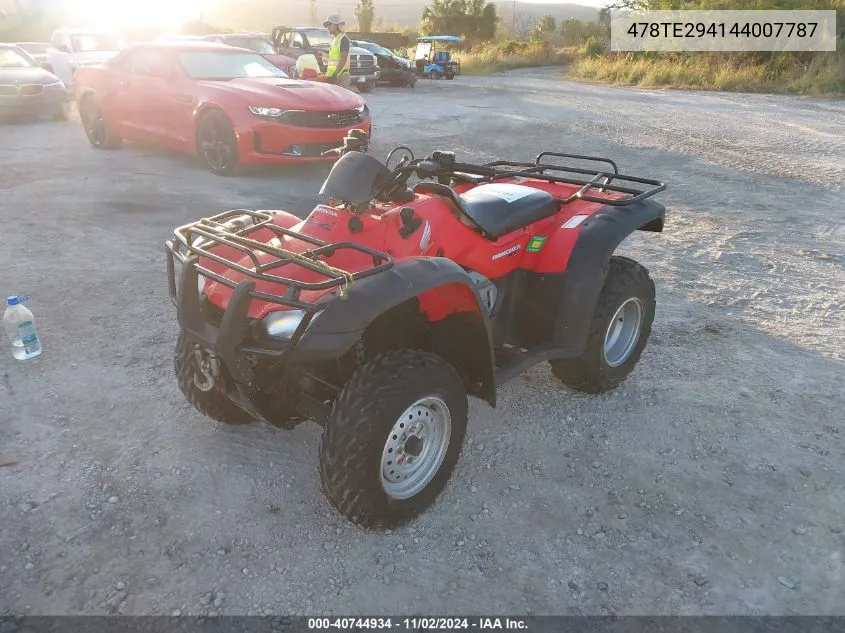 2004 Honda Trx400 VIN: 478TE294144007787 Lot: 40744934