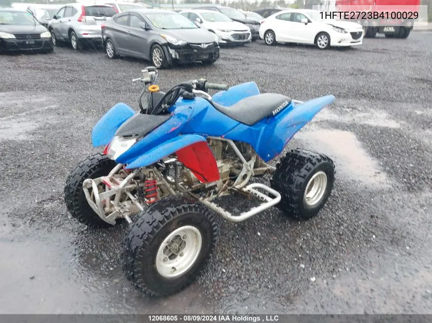 2011 Honda Trx250 X VIN: 1HFTE2723B4100029 Lot: 12068605