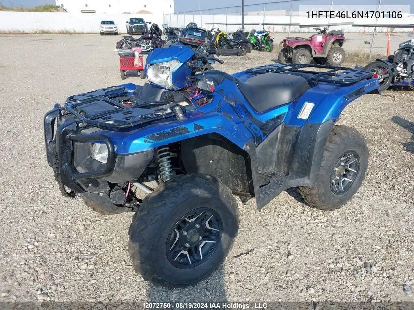 2022 Honda Trx520 Fa VIN: 1HFTE46L6N4701106 Lot: 12072750