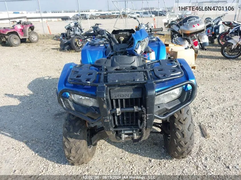 2022 Honda Trx520 Fa VIN: 1HFTE46L6N4701106 Lot: 12072750