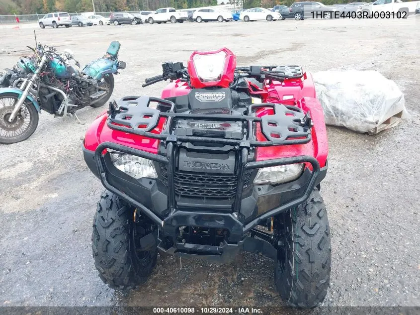 2024 Honda Trx520 Fm VIN: 1HFTE4403RJ003102 Lot: 40610098