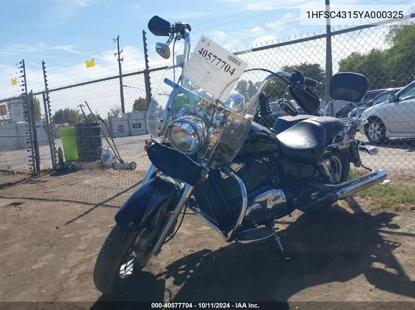 2000 Honda Vt1100 C2 VIN: 1HFSC4315YA000325 Lot: 40577704