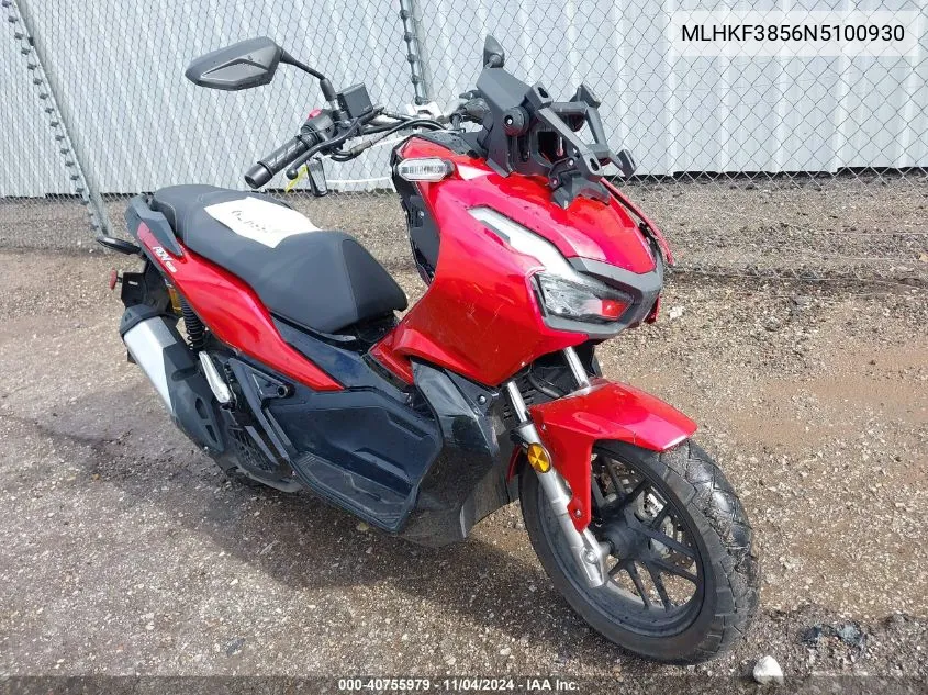 2022 Honda Adv150 A VIN: MLHKF3856N5100930 Lot: 40755979