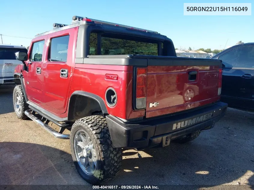 2005 Hummer H2 Sut VIN: 5GRGN22U15H116049 Lot: 40416517