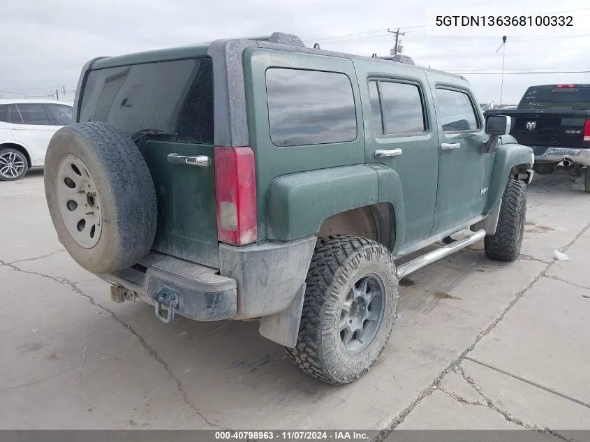 2006 Hummer H3 Suv VIN: 5GTDN136368100332 Lot: 40798963