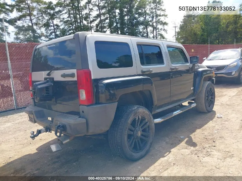 2007 Hummer H3 Suv VIN: 5GTDN13E778133052 Lot: 40325786