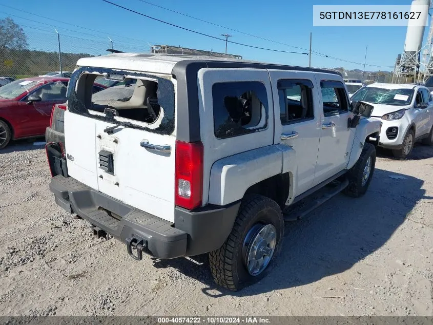 2007 Hummer H3 Suv VIN: 5GTDN13E778161627 Lot: 40574222