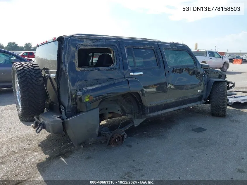 5GTDN13E778158503 2007 Hummer H3 Suv