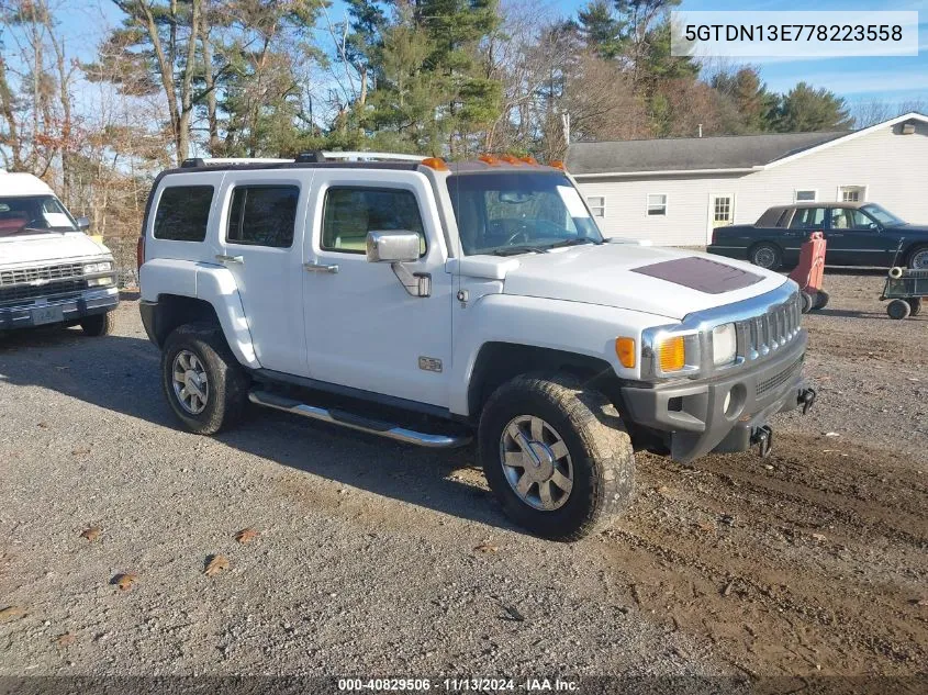 2007 Hummer H3 Suv VIN: 5GTDN13E778223558 Lot: 40829506