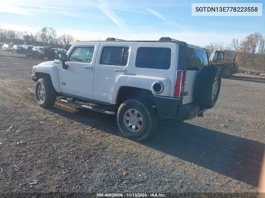 2007 Hummer H3 Suv VIN: 5GTDN13E778223558 Lot: 40829506