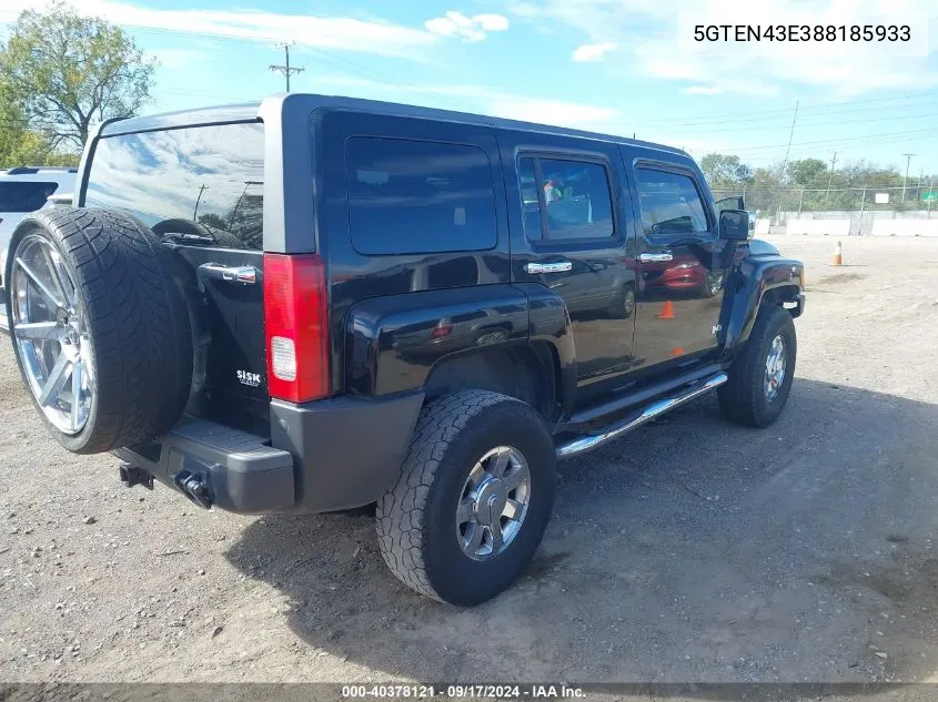 2008 Hummer H3 Suv VIN: 5GTEN43E388185933 Lot: 40378121