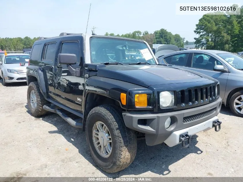 2009 Hummer H3 Suv VIN: 5GTEN13E598102616 Lot: 40206122