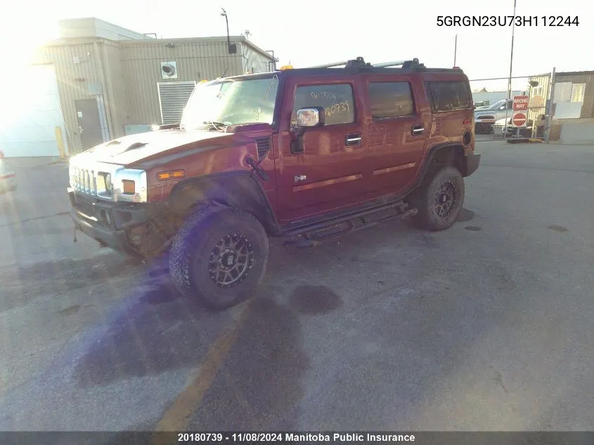 2003 Hummer H2 VIN: 5GRGN23U73H112244 Lot: 20180739