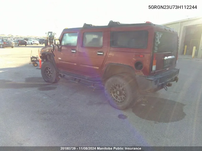 2003 Hummer H2 VIN: 5GRGN23U73H112244 Lot: 20180739