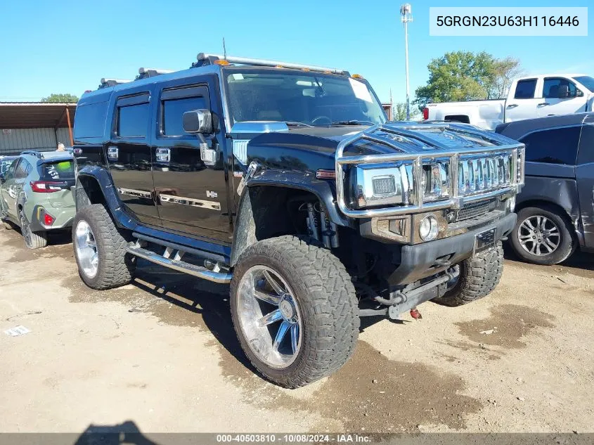 2003 Hummer H2 VIN: 5GRGN23U63H116446 Lot: 40503810