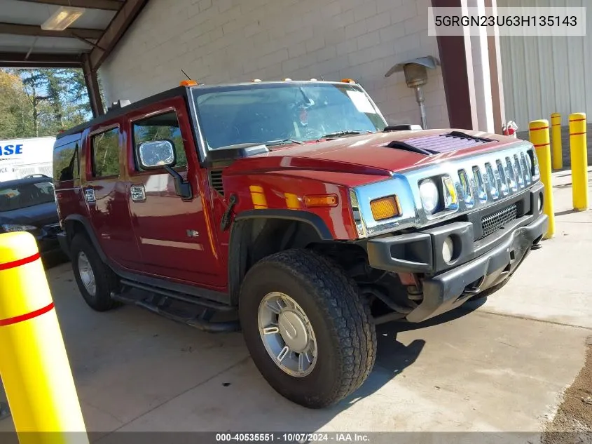 2003 Hummer H2 VIN: 5GRGN23U63H135143 Lot: 40535551