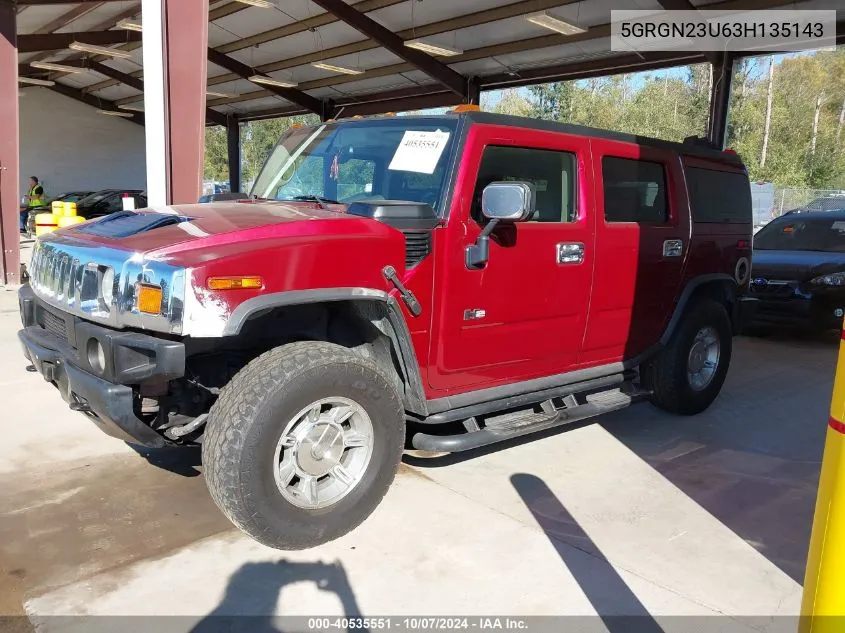 2003 Hummer H2 VIN: 5GRGN23U63H135143 Lot: 40535551