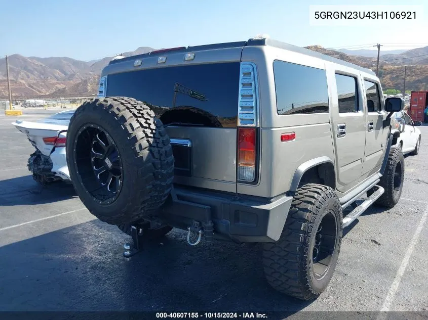 2003 Hummer H2 VIN: 5GRGN23U43H106921 Lot: 40607155