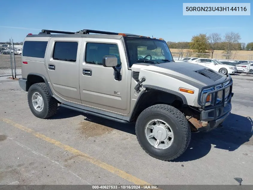 2003 Hummer H2 VIN: 5GRGN23U43H144116 Lot: 40627533